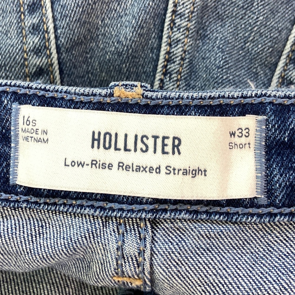 Hollister Low Rise Relaxed Straight Blue Denim Jeans Womens 16 33 Short - Picture 5 of 6